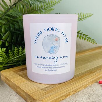 Personalised Blue Boy Mum To Be Mothers Day Candle, 4 of 12