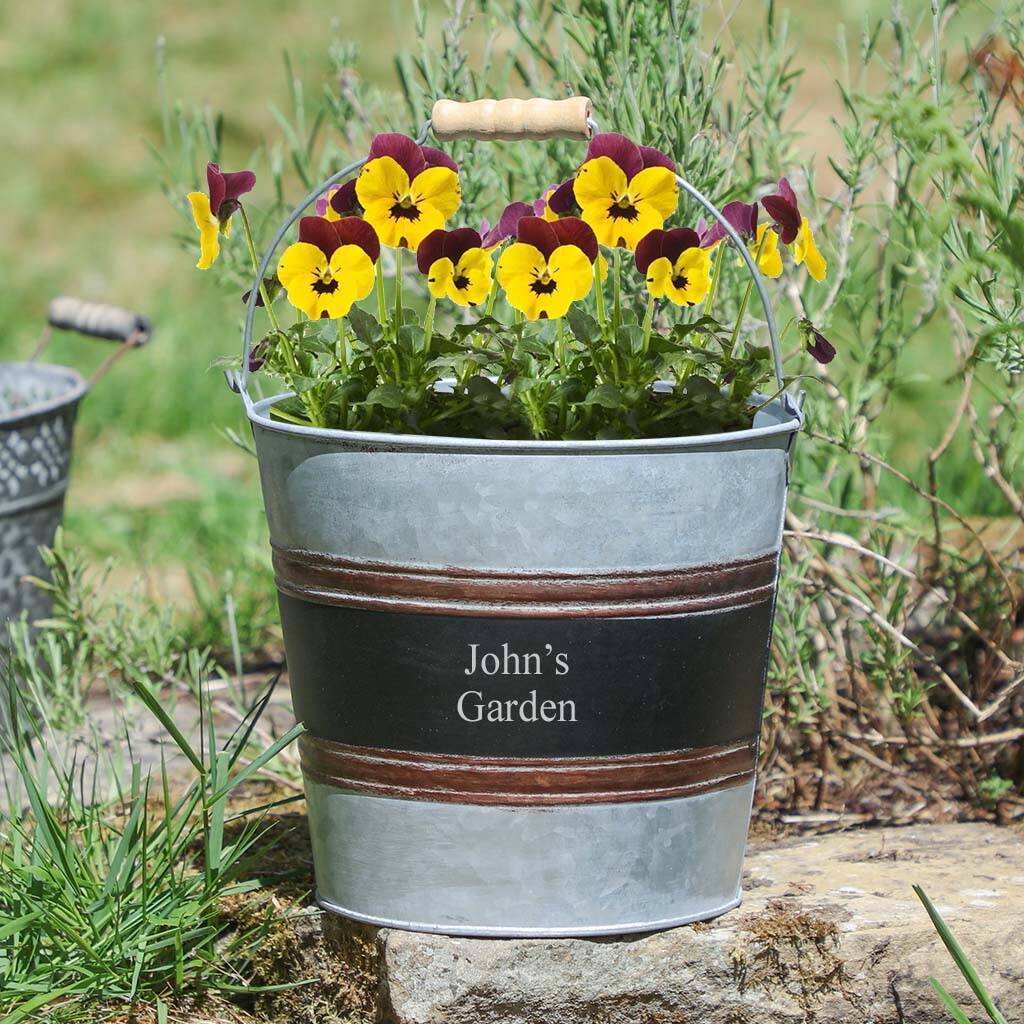Personalised Galvanised Zinc Garden Planter Bucket By Dibor