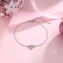 Sterling Silver Open Heart Cz Bracelet, thumbnail 4 of 12