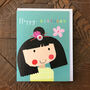 Mini Flowery Girl Birthday Card, thumbnail 3 of 5