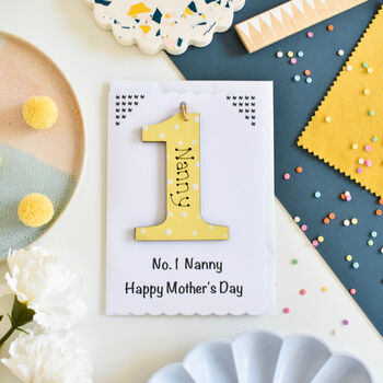 Personalised Mother's Day Yellow No. One Nanny Card, 2 of 2