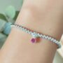 Sterling Silver October Tourmaline Birthstone Bracelet, thumbnail 2 of 11