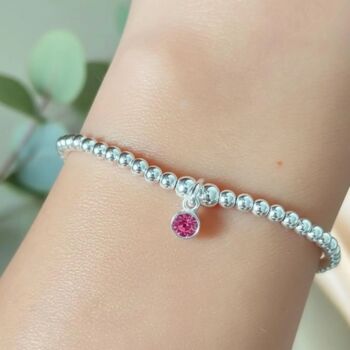Sterling Silver October Tourmaline Birthstone Bracelet, 2 of 11