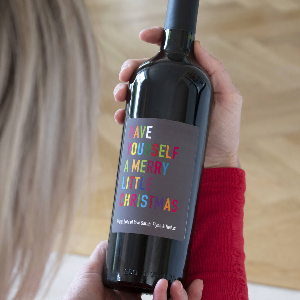 Personalised Merry Little Christmas Red Wine, 1 of 3