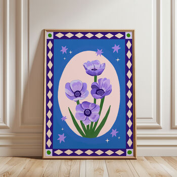 Anemone Print With Border Blue, 4 of 5