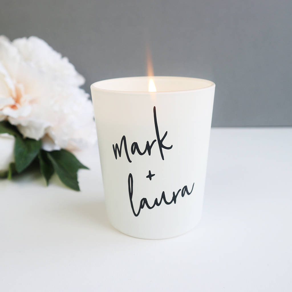 Personalised Couples Scented Candle By Paper and Wool