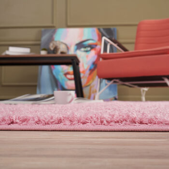 The Rugs Plain Pink Shaggy Rug, 2 of 10