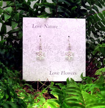 Lily White Flower Drop Earrings, 2 of 5