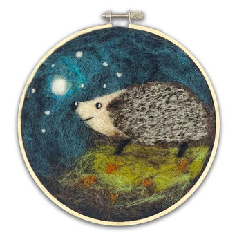 Hedgehog In A Hoop Needle Felting Craft Kit, 3 of 5