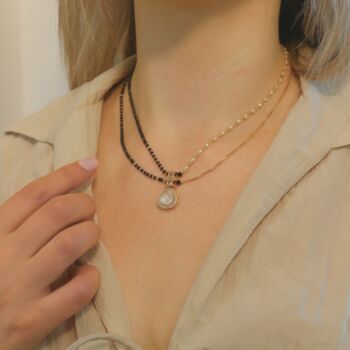 Two Layer Pearl Zircon Mangalsutra Pendant, 5 of 5