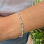 Sterling Silver Single Peridot August Bead Birthstone Stretch Bracelet Gift, thumbnail 2 of 6