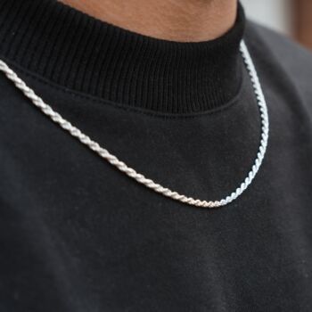 Mens 925 Sterling Silver 2mm Rope Chain Necklace, 5 of 10