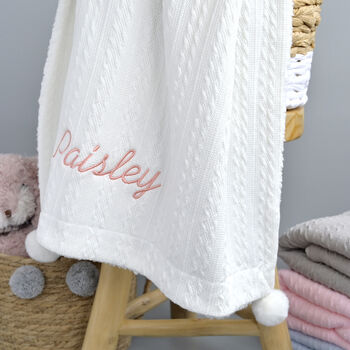 Personalised White Knitted Double Sided Blanket, 6 of 10