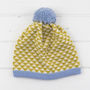 Triangle Knitted Pom Pom Hat, thumbnail 4 of 5