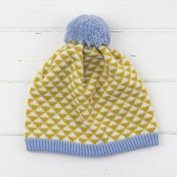 Triangle Knitted Pom Pom Hat, 4 of 5