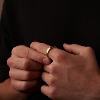 Gold Engraved 6 Mm Hammered Band Ring, 2 of 11