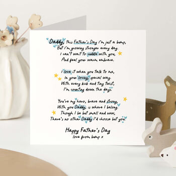 Heartfelt Father’s Day Card From Bump Poem Daddy Card Pregnancy Card Expecting Dad Pink Blue Orange, 2 of 6