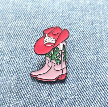 Pink Cowboy Boots Enamel Pin Badge, 3 of 6