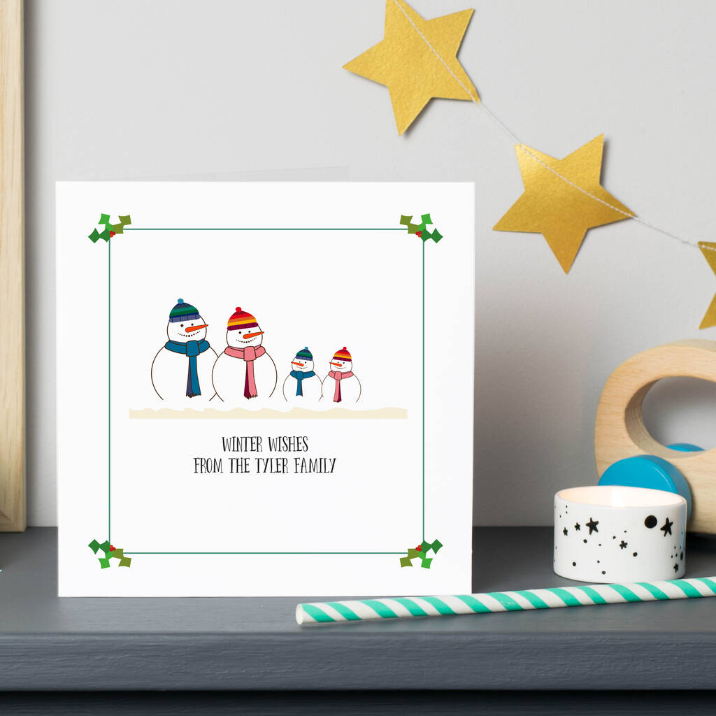 Personalised Snowman Family Christmas Cards By Spotty N Stripy