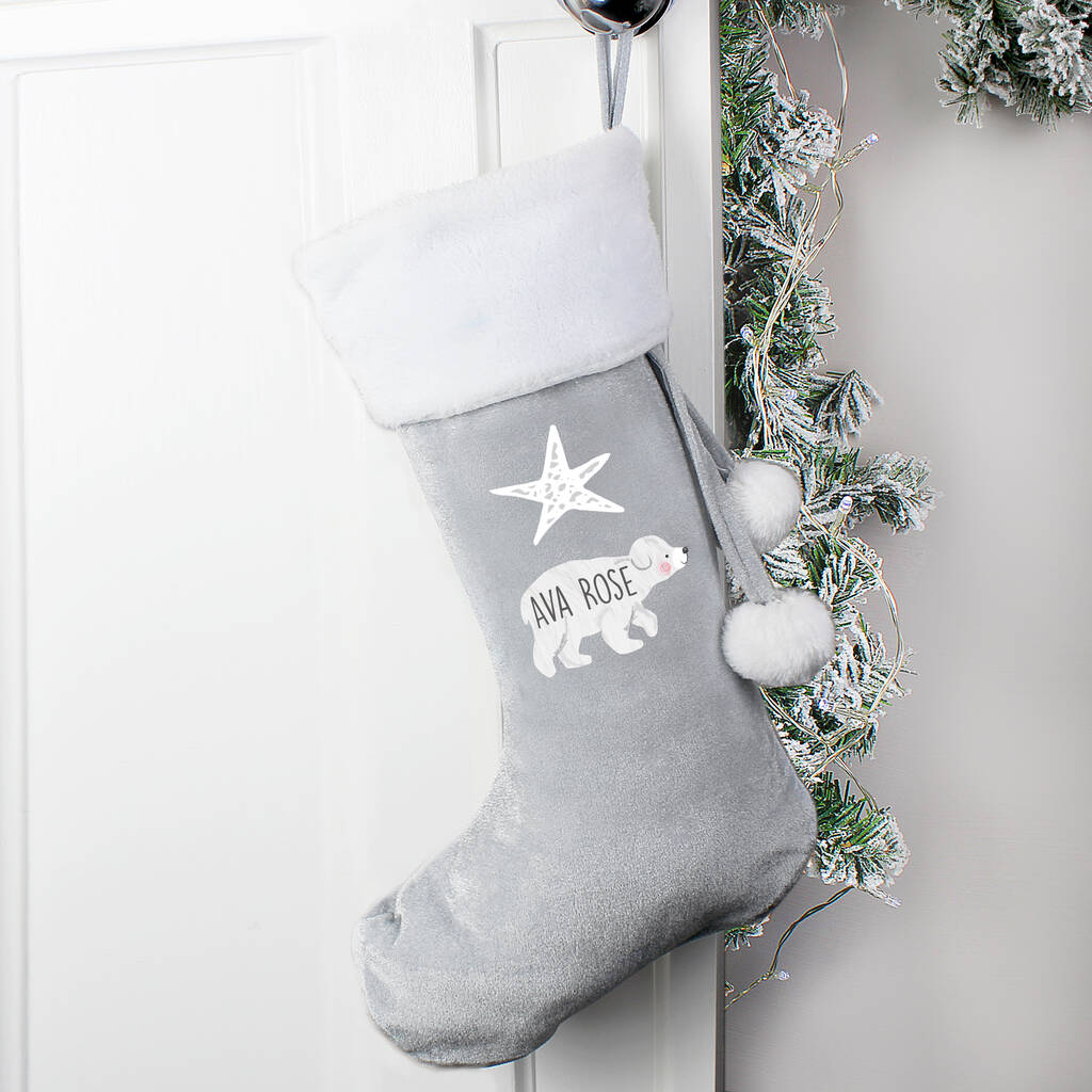 Personalised Little Polar Bear Christmas Stocking