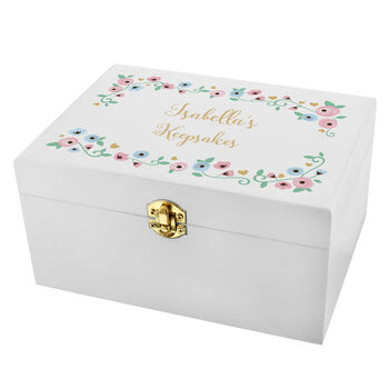 Personalised Fairytale Floral White Wooden Keepsake Box, 10 of 11