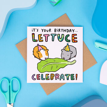 'Lettuce Celebrate' Guinea Pig Birthday Card, 2 of 2