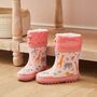 Personalised Pink Safari Print Welly Boots, thumbnail 1 of 4