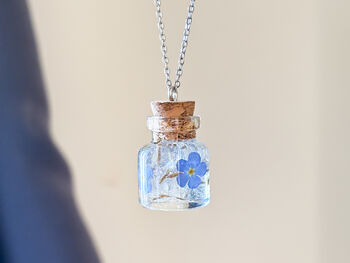 Cremation Ashes Bottle Necklace With Forget Me Nots, 4 of 8