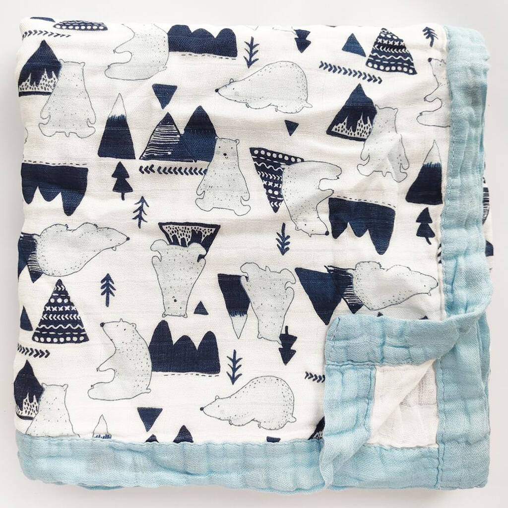 Four Layer Polar Bear Bamboo Blanket By Bumble Baby Boutique ...