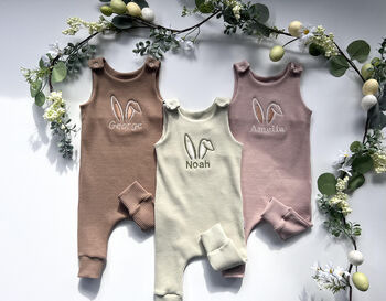 Easter Personalised Baby Dungarees Romper | Embroidered, 4 of 9