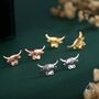 Sterling Silver Delicate Highland Cow Stud Earrings, thumbnail 6 of 11