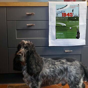 Birthday Gift For Golfer Personalised Birth Year Tea Towel, 4 of 5