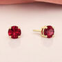 Mini 9ct Yellow Gold Ruby Stud Earrings, thumbnail 2 of 7