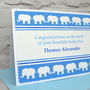 'Elephants' Baby Boy Personalised New Baby Card, thumbnail 2 of 2