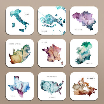 Mix And Match Six Watercolour Map Coasters, 4 of 11