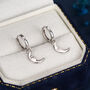 Sterling Silver Crescent Moon Face Hoop Earrings, thumbnail 4 of 12