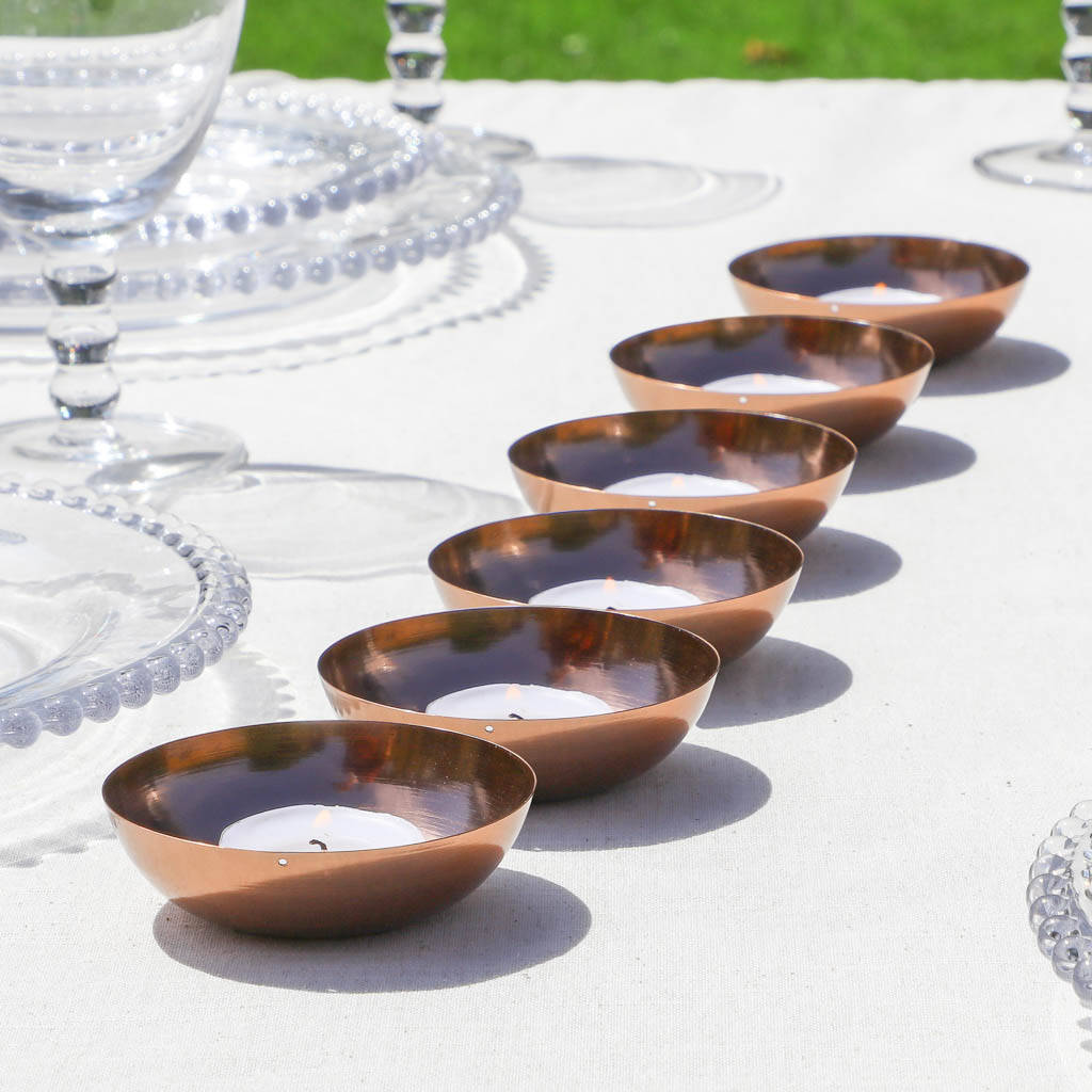 Six Copper Floating Garden Tealight Holders By Dibor