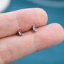 Extra Tiny Aquamarine Blue Baguette Cz Screw Back Earrings, thumbnail 9 of 11
