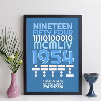 Personalised 70th Birthday 1954 Print With Message Gift, 2 of 10