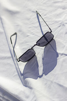 Black Nose Bridge Angular Rectangle Aviator Sunglasses, 6 of 7