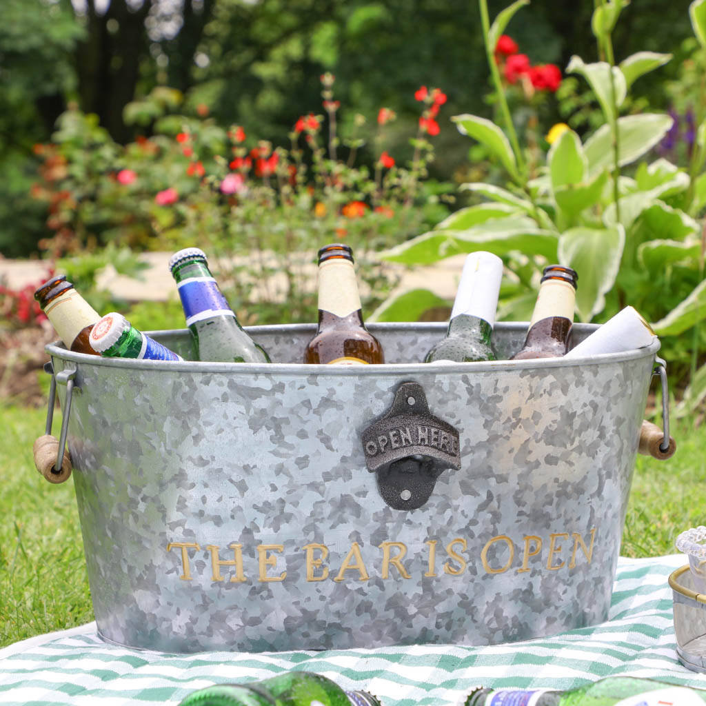 Luxury Galvanised Ice Bucket With Bottle Opener By Dibor