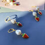 Handmade Strawberry Freshwater Pearl Drop Earrings, thumbnail 1 of 7