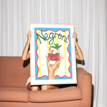 Negroni Cocktail Wall Art | Hand Painted Italian Print, 2 of 12