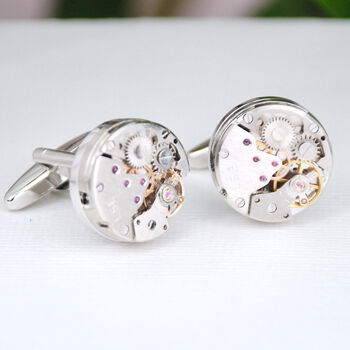 Silver Watch Movement Cufflinks, 3 of 7