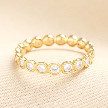 Multi Crystal Band Ring In Gold Plating, 6 of 7