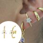 Gold Plated 925 Sterling Silver Flower Ear Climber Cuff, thumbnail 8 of 9