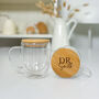 Personalised Doctor Gift Double Wall Glass Mug With Bamboo Lid, thumbnail 5 of 5