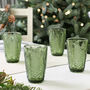 Four Embossed Fern Green Highball Glasses, thumbnail 1 of 7
