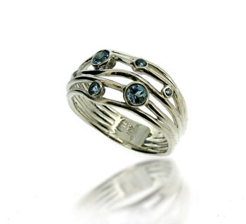 Silver Or Gold Gemstone Ripple Ring, 6 of 7