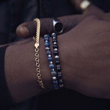 Mens Bracelet Black Onyx Vintage Gold Colour Bracelet, 6 of 11